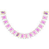 ベビードラゴンハッピーバースデー追加エイジ小さな女の子 バンティングフラッグ (全)