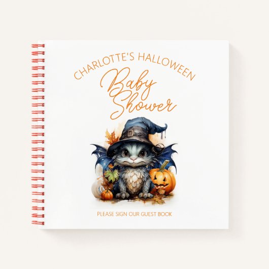 ベビードラゴンハロウィンベビーシャワーゲストブック ノートブック (正面)