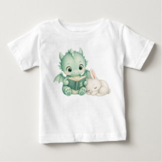 ベビードラゴン読書ウォーターカラーヌーサリーキッズ ベビーTシャツ
