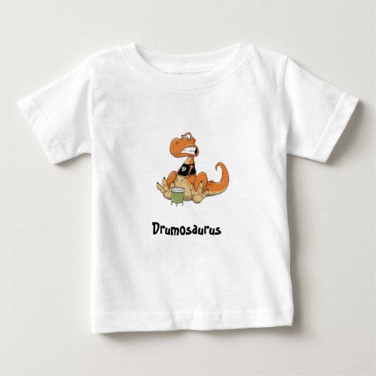 ベビードラマー恐竜Tシャツ ベビーTシャツ (正面)