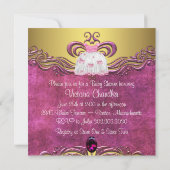 ベビードレスピンクと金ゴールドベビーシャワー 招待状 (裏面)