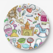 ベビードードルモダンハンドスケッチ紙プレート ペーパープレート (正面)