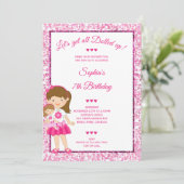 ベビードールパーティー誕生日任意の年齢 招待状 (スタンド正面)