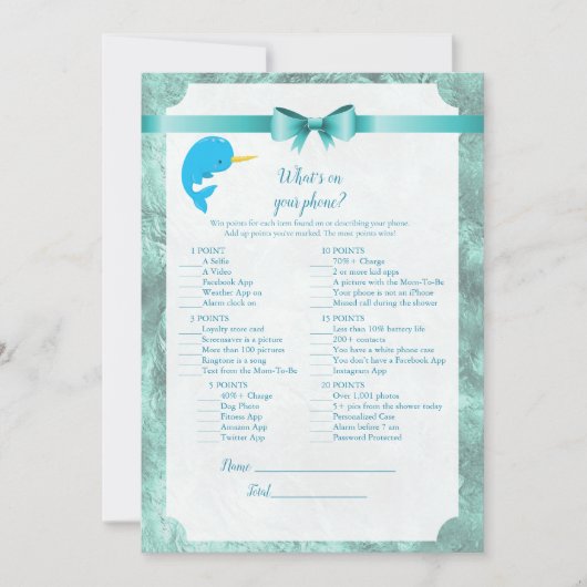 ベビーナルファルあなたの電話の赤ちゃんシャワーゲームに何がある 招待状 (正面)