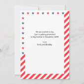 ベビーナンバー2赤と青の写真妊娠 案内状 (裏面)