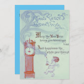 ベビーニューイヤーケルビエンジェル祖父の時計 招待状 (正面/裏面)