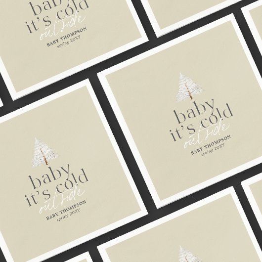 ベビーニュートラルグリーンベイビーシャワー外が冷たい スタンダードカクテルナプキン