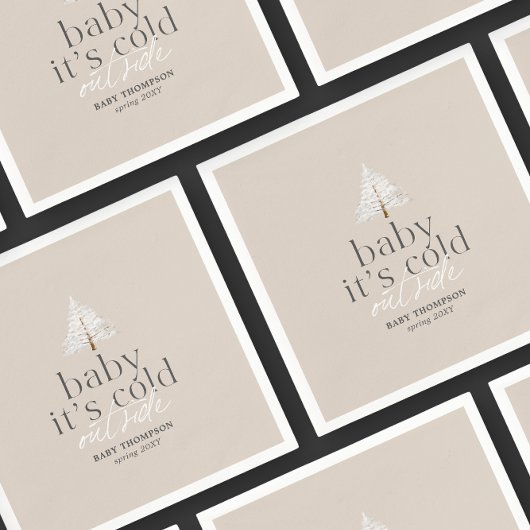 ベビーニュートラルトープ赤ちゃんシャワー外が冷たい スタンダードカクテルナプキン