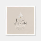 ベビーニュートラルトープ赤ちゃんシャワー外が冷たい スタンダードカクテルナプキン (正面)