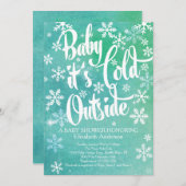 ベビーニュートラル冬のベビーシャワー外は寒い 招待状 (正面/裏面)