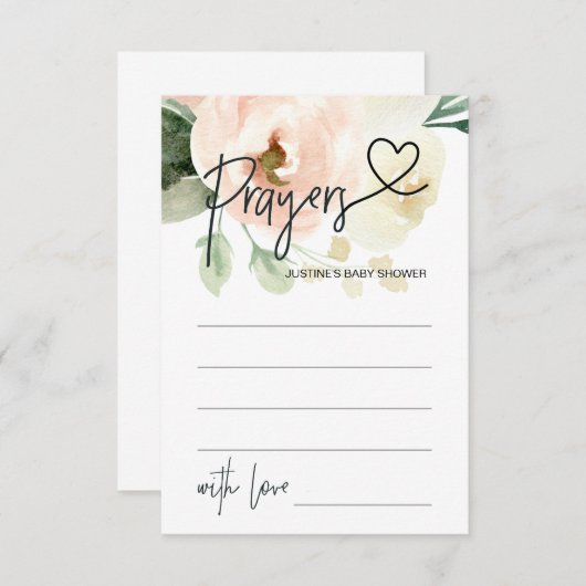 ベビーニュートラル赤ちゃんシャワーゲームカード用祈りの言葉 エンクロージャーカード (正面/裏面)
