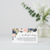 ベビーネイビーピンク赤面フローラ赤ちゃんシャワー用の本 エンクロージャーカード (スタンド正面)