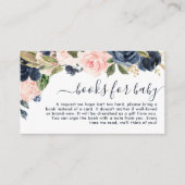 ベビーネイビーピンク赤面フローラ赤ちゃんシャワー用の本 エンクロージャーカード (正面)