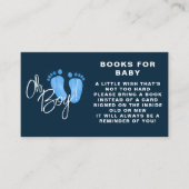 ベビーネイビーブルーベビーシャワー用の本 エンクロージャーカード (正面)