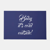 ベビーネイビー外は冷たいブルー白いカスタム可愛い ドアマット (正面)