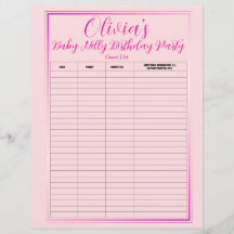 ベビーネリーバースデーパーティーゲストリスト