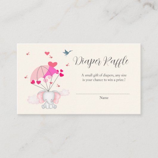 ベビーネリーベビーシャワーおむつラッフルチケット エンクロージャーカード (正面)