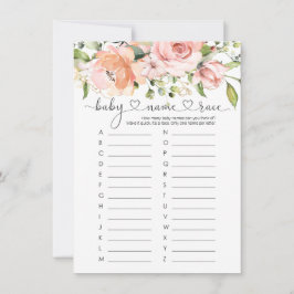 ベビーネームレースゲーム、フローラバラベビーシャワーゲーム 招待状