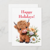 ベビーハイランドカウウィズデイジーホリデーカード シーズンカード (正面/裏面)