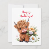 ベビーハイランドカウウィズデイジーホリデーカード シーズンカード (正面)