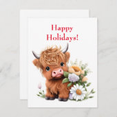 ベビーハイランドカウウィズデイジーホリデーカード シーズンカード (正面/裏面)