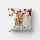 ベビーハイランドカウカーフバーガンディーピンクローズベビー クッション (正面)