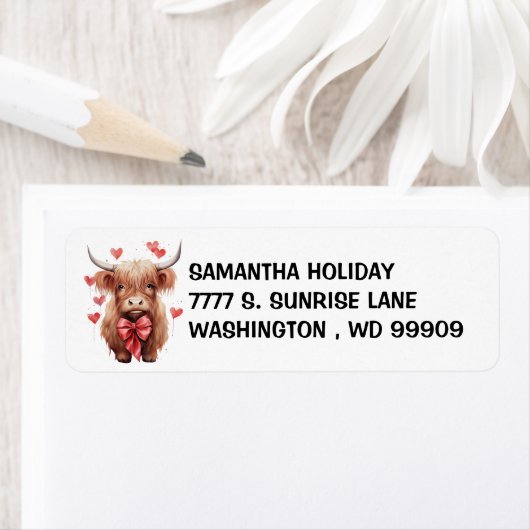 ベビーハイランドカウラブバレンタインの水色 ラベル (インサイチュ)