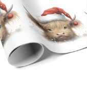 ベビーハイランド牛とサンタハット ラッピングペーパー (ロールコーナー)