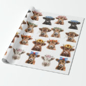 ベビーハイランド牛シャワー誕生日 ラッピングペーパー (アンロールド)