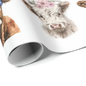 ベビーハイランド牛シャワー誕生日 ラッピングペーパー (ロールコーナー)