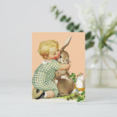 ベビーハギングイースターバニー、ピンク シーズンポストカード (スタンド正面)
