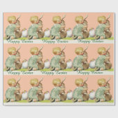 ベビーハギングイースターバニー、ピンク ラッピングペーパー (フラット)