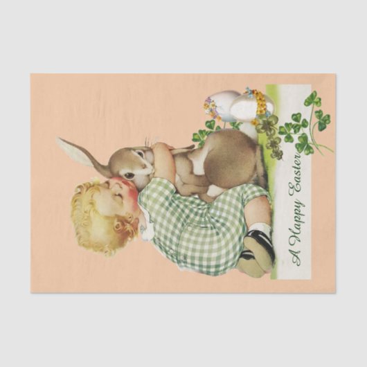 ベビーハギングイースターバニー、ピンク 薄葉紙 (正面)