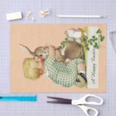 ベビーハギングイースターバニー、ピンク 薄葉紙 (クラフト)