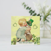 ベビーハギングラビットアイリッシュセント。パトリックの日パーティー 招待状 (スタンド正面)