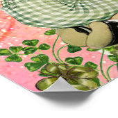 ベビーハギングラビットセントパトリックの日、ピンクフローラ ポスター (角)