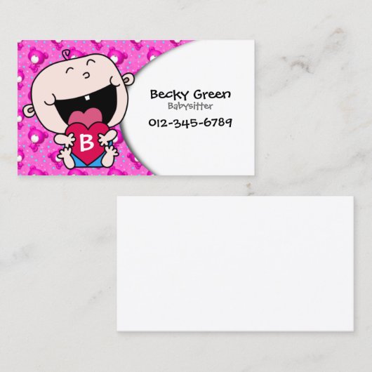 ベビーハグハートピンクビジネスカード 名刺 (正面/裏面)