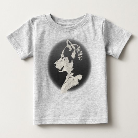 ベビーハスキーシャツよちよち歩き犬のハスキーシャツ ベビーTシャツ (正面)