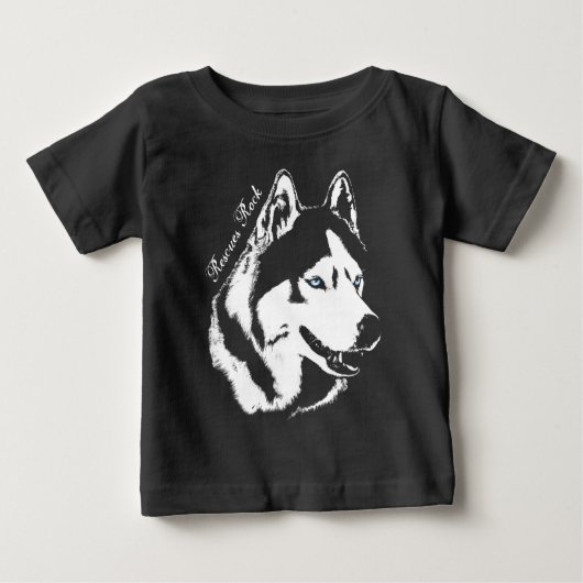 ベビーハスキーTシャツそり犬の子犬のシャツカスタマイズ ベビーTシャツ (正面)