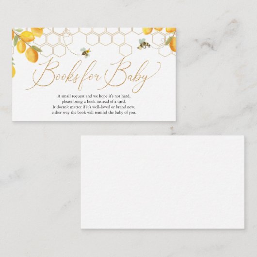 ベビーハチ用ブック&ハニカム金ゴールドグリッター エンクロージャーカード (正面/裏面)