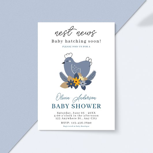 ベビーハッチングすぐに鶏の花ベビーシャワー 招待状