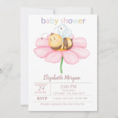 ベビーハニービーフラワードットベビーシャワー 招待状 (正面)