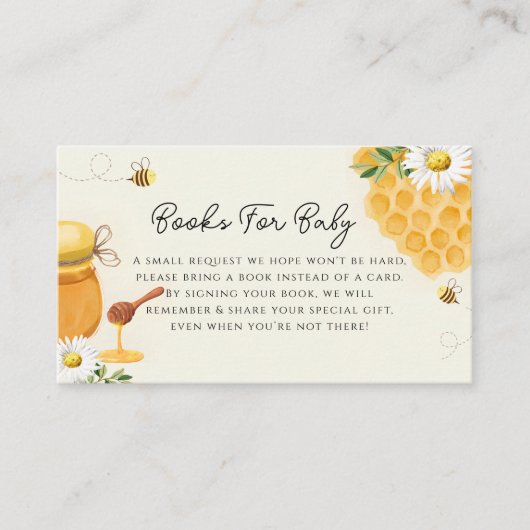 ベビーハネコームの赤ちゃんシャワー用の本 エンクロージャーカード (正面)