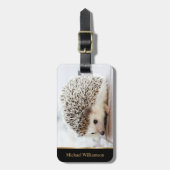 ベビーハリネズミ写真モノグラム ラゲッジタグ (正面縦)