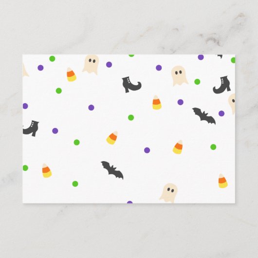 ベビーハロウィンシャワーベビー図書リクエスト エンクロージャーカード (裏面)