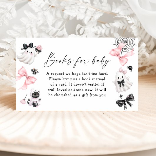 ベビーハロウィンピンク赤ちゃんシャワー用の本 エンクロージャーカード