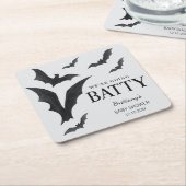 ベビーハロウィーンこうもりベビースシャワー用バティ スクエアペーパーコースター (アングル)