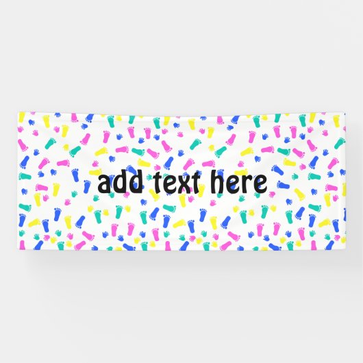 ベビーハンドプリントと足プリント 横断幕 (横)