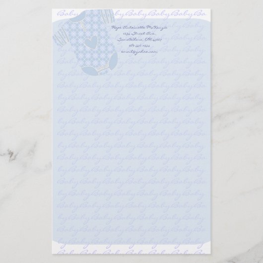 ベビーハートラトルアーガイルオンシーブベビーブルー 便箋 (正面)
