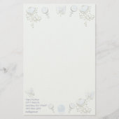 ベビーハートラトル淡い色のベビーティンテッド青 便箋 (正面)